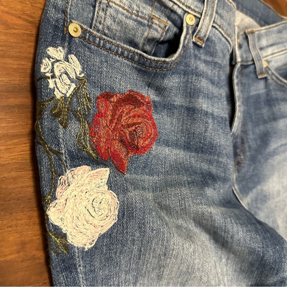 7 for all mankind floral embroidered skinny jeans size 26 - Picture 2 of 16